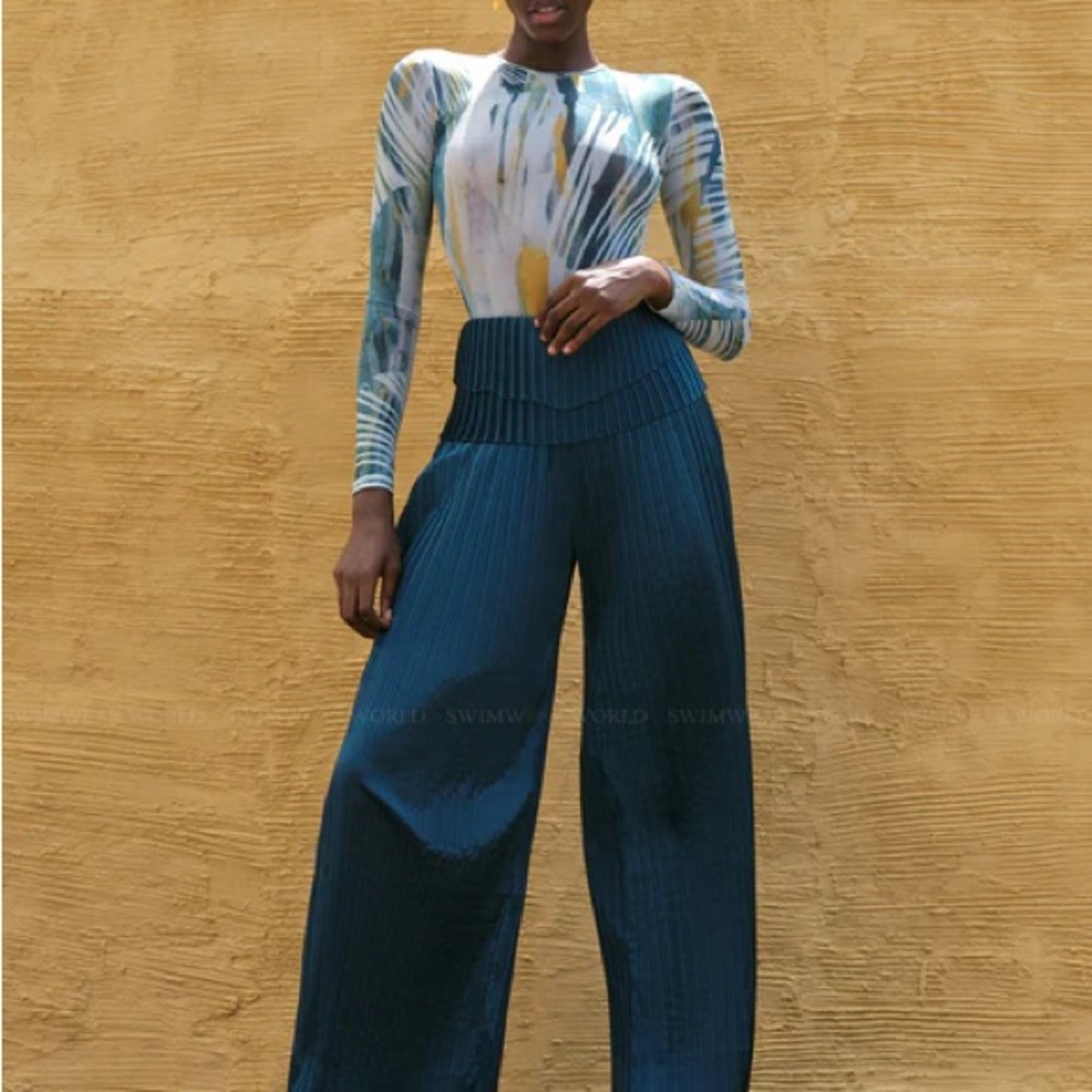 $298 Andrea Iyamah Teal Pants SZ M-L